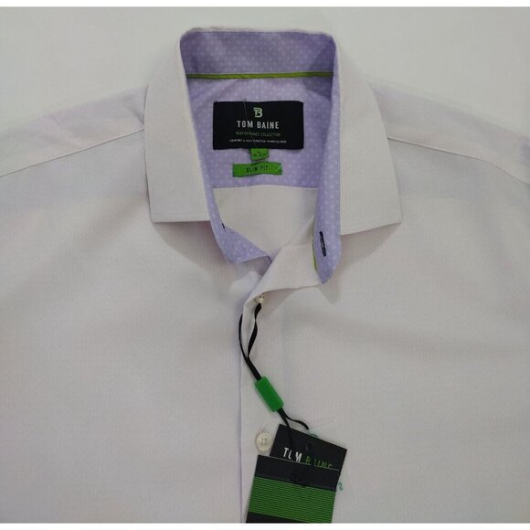 Tom Baine Mens Slim Fit Long-Sleeve Button-Up Shirt White Size L. - Picture 3 of 7